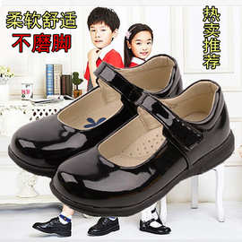 女童皮鞋学生表演出校服鞋小女孩单鞋春秋款黑色公主鞋 儿童鞋子