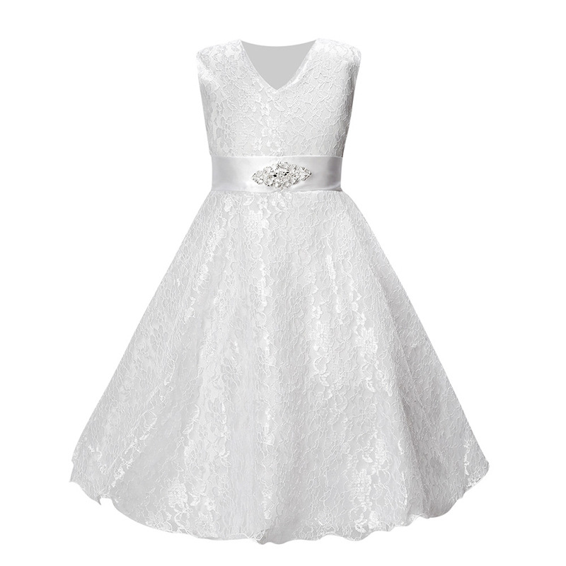 Foreign Trade Summer Children's Dress European and American Girls Princess Dress Sleeveless Lace Dress Flower Girl Wedding Dress Dress Foreign Trade Summer Children's Dress European and American Girls Princess Dress Sleeveless Lace Dress Flower Girl Wedding Dress Dress
