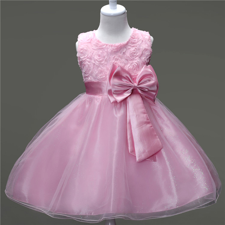One-Piece Hair Girls' Dress Flower Girl Rose Princess Dress Sleeveless Vest Princess Dress Girls' Dress