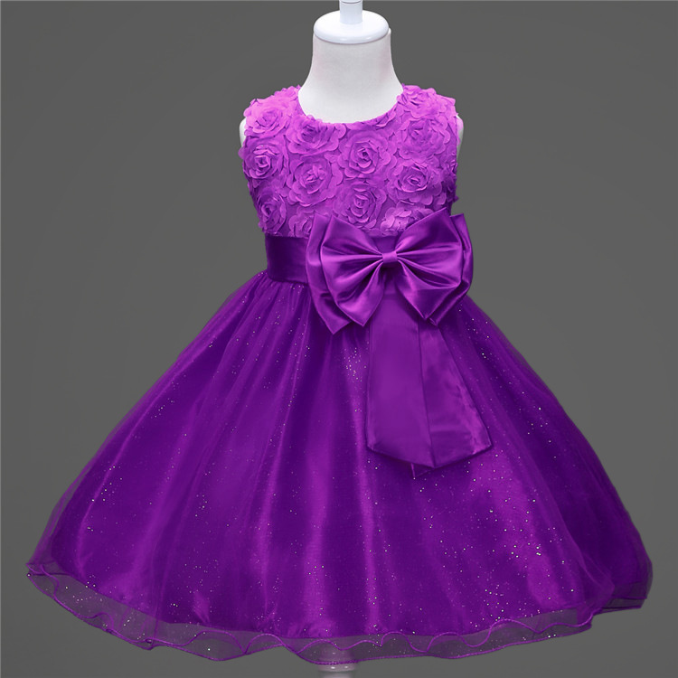 One-Piece Hair Girls' Dress Flower Girl Rose Princess Dress Sleeveless Vest Princess Dress Girls' Dress