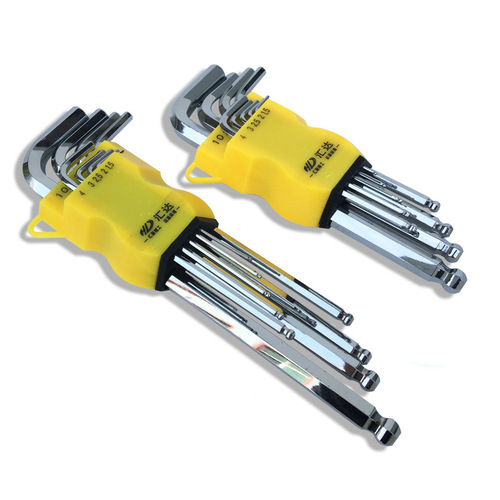 Source factory screwdriver T-type hexagonal wrench hardware tools extended spherical mirror 9-piece set of hexagonal wrenches