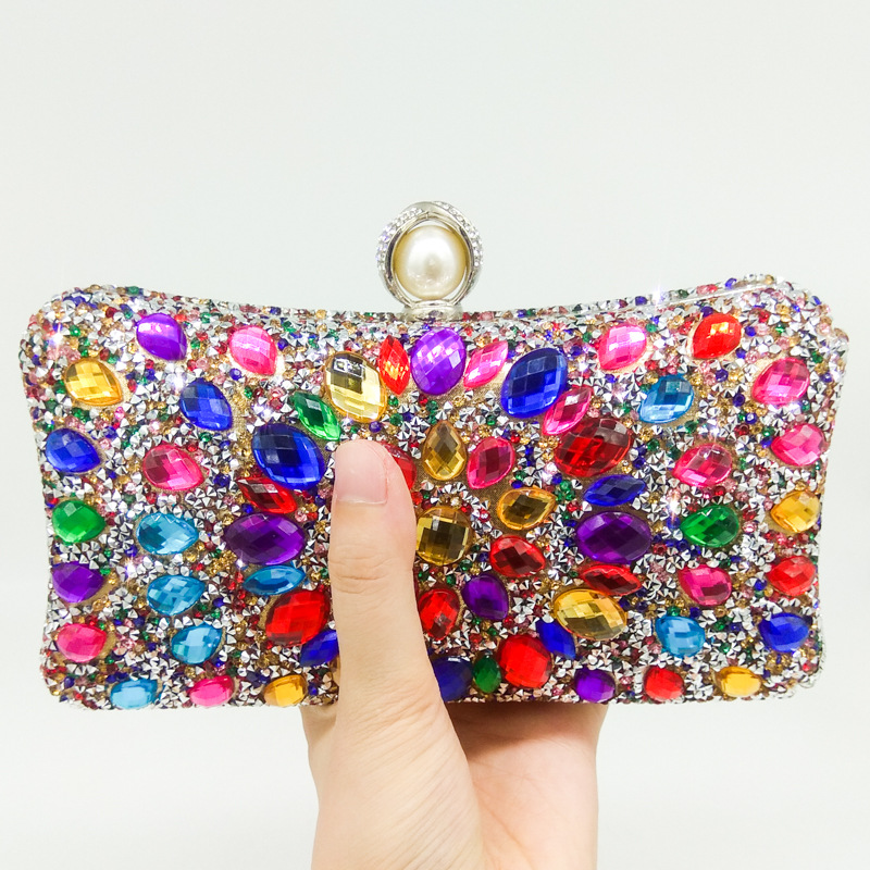 Bolso de embrague FGG popular europeo y americano bolsa de banquete color rhinestone bolso de noche bolso de embrague de las mujeres bolso de boda