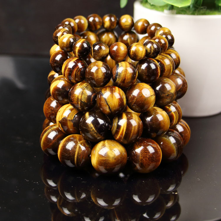 Yellow Tiger Eye bracelet Tiger Eye Stone single Circle Bracelet wholesale Wood Stone manufacturers supply men and women couple bracelet