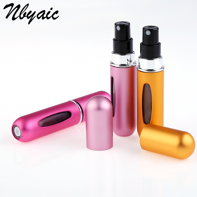 En stock suministro de 5ml de óxido de aluminio inferior botella de perfume llena de líquido botella de perfume rellenada reciclable portátil multi-color