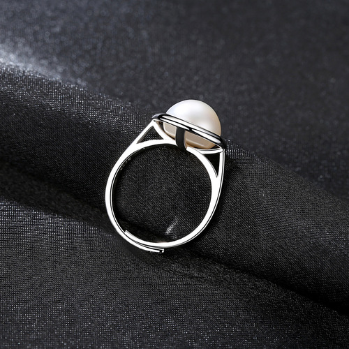 PAG&MAG S925 silver ring 10-10.5mm freshwater pearl fashion Korean style open ring for women