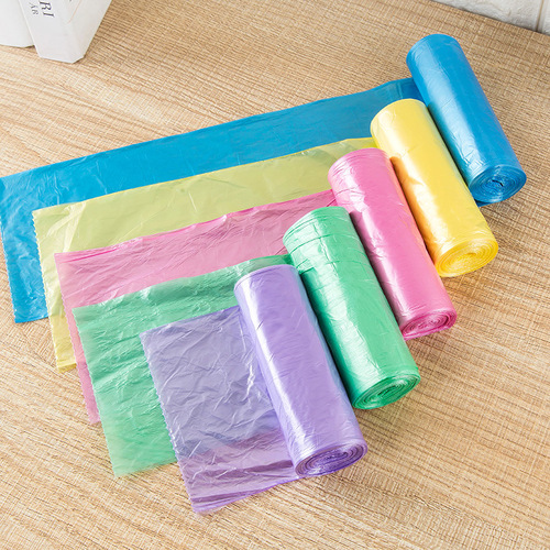 Garbage bags, household color rolled point-break flat mouth garbage bags, wholesale hotel thickened plastic bags