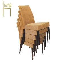 【JH-M24】批发麻布黄色包布椅 堆叠酒店餐厅包布椅子
