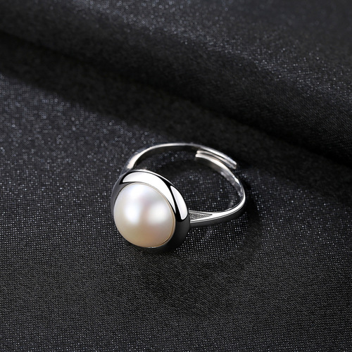 PAG&MAG S925 silver ring 10-10.5mm freshwater pearl fashion Korean style open ring for women