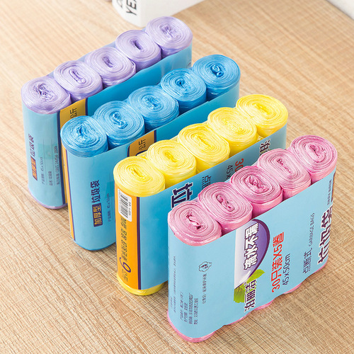 Garbage bags, household color rolled point-break flat mouth garbage bags, wholesale hotel thickened plastic bags