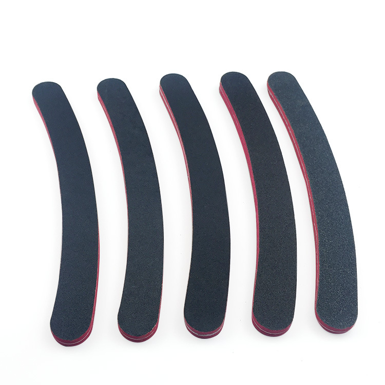 Herramientas de uñas suministros de arena engrosada lima de uñas profesional curva en forma de Luna tira de arena negra tira de molienda de doble cara