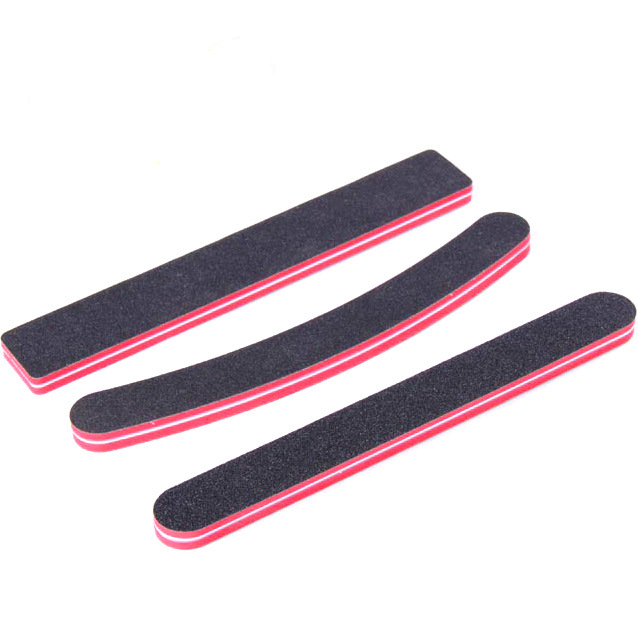 Herramientas de uñas suministros de arena engrosada lima de uñas profesional curva en forma de Luna tira de arena negra tira de molienda de doble cara