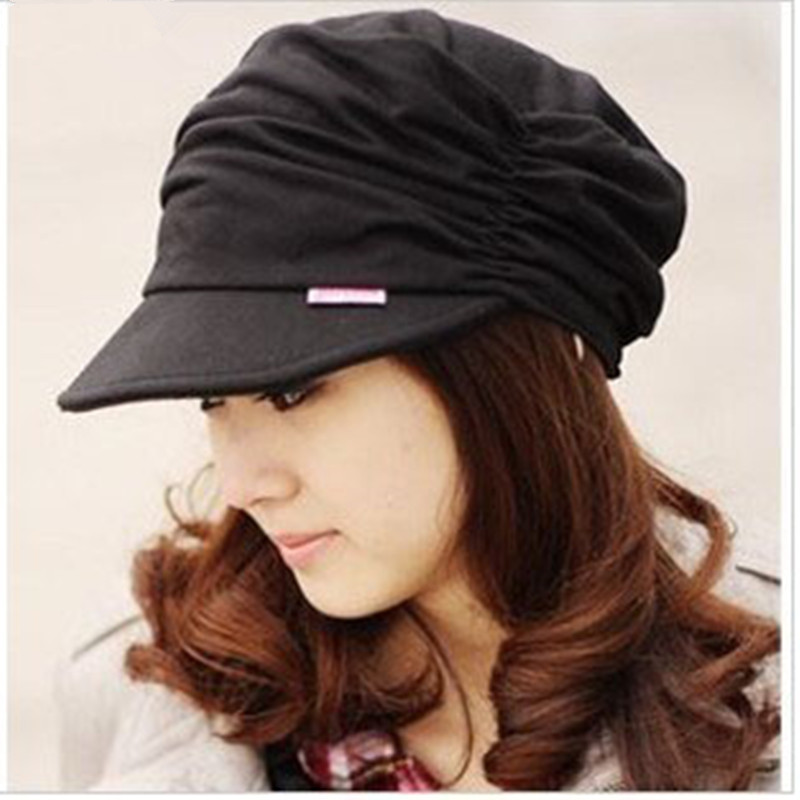 春夏女性用黒アヒルベレー帽、韓国バージョン、顔出し小八角帽子、和風大頭絵描き帽