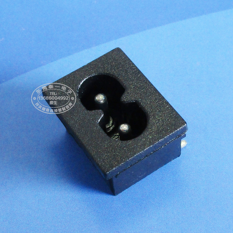 双线电源23*18中8字尾AC插座两芯全铜ROHS料中八字尾电源插座DB-8