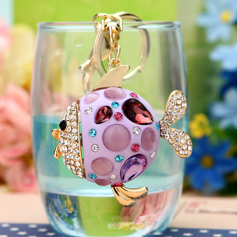 Korean version of creative wealth every year more than fish car keychain women's bag pendant metal key chain gift wholesale