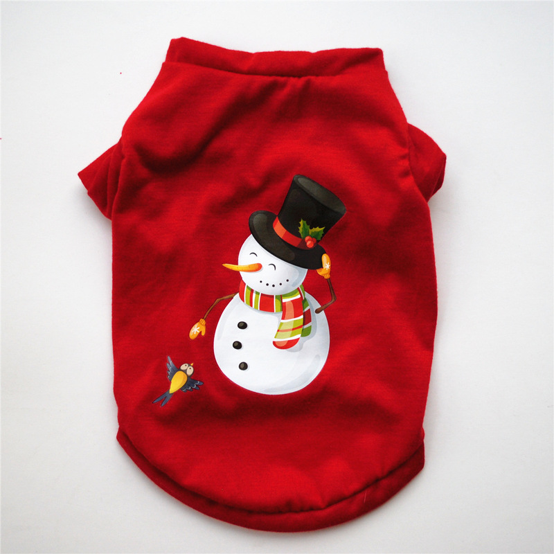 Pet dog dog costume Christmas clothes red T-shirt Christmas holiday clothes