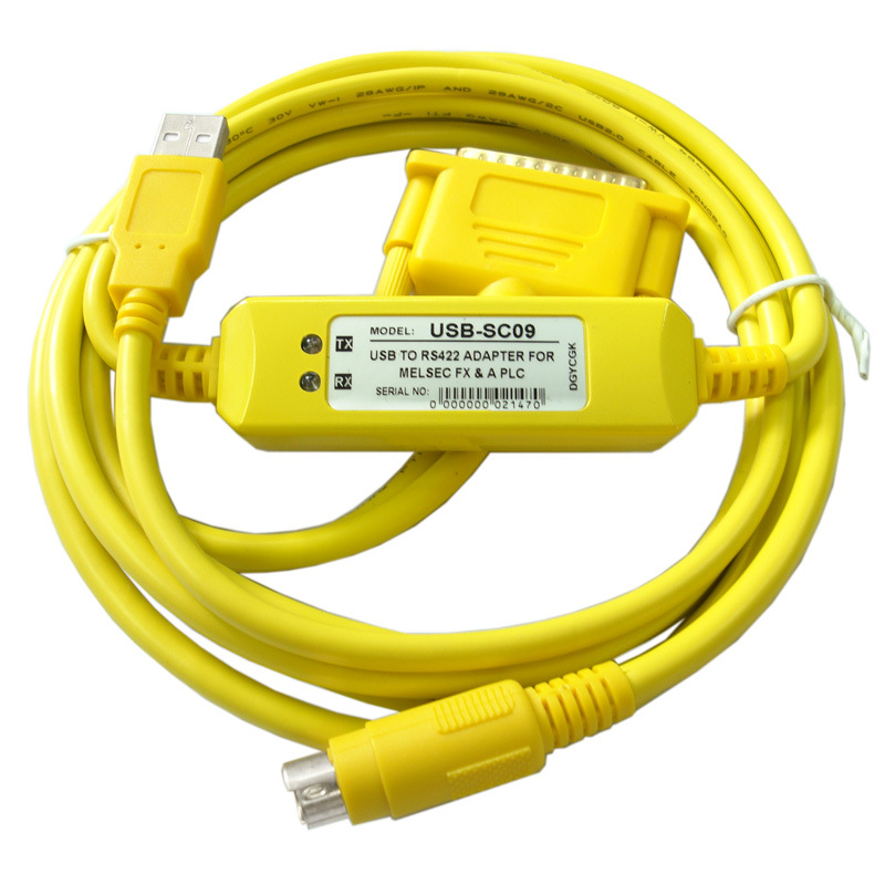 适用三菱 FX 全系列  和 A 系列 PLC 编程电缆 USB-SC09