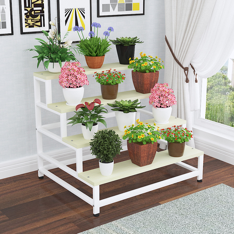 定制阳台梯形置物架 多层多肉 铁艺花店花架花盆阶梯式落地展示架|ms