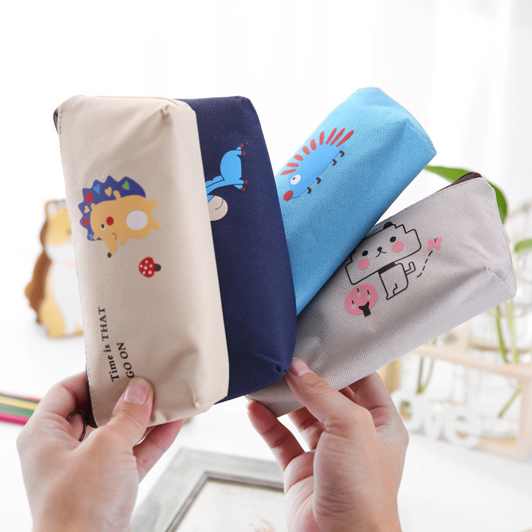 Estilo coreano nuevo estudiante papelería secundaria animal invertida caja de lápiz trapezoidal dibujos animados lindo simple caja de lápiz animal