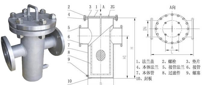 平进平出不锈钢毛发收集过滤器，不锈钢毛发收集聚集器
