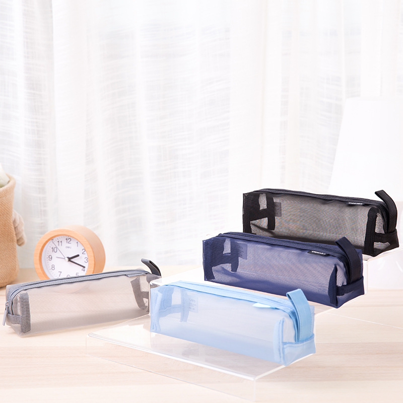 得力透明笔袋66747男中学生笔袋文具盒女小学生铅笔袋