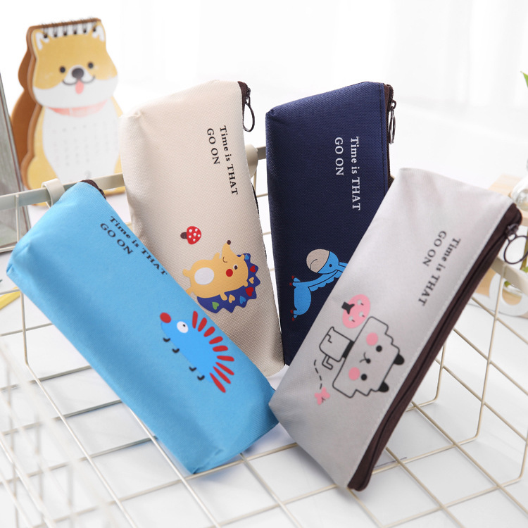 Estilo coreano nuevo estudiante papelería secundaria animal invertida caja de lápiz trapezoidal dibujos animados lindo simple caja de lápiz animal