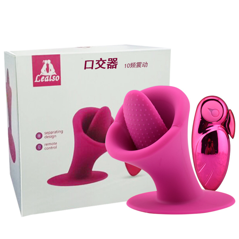 Leye women's mouth suction cup vibrating tongue 10-frequency remote control charging tongue licking adult products oral sex device
