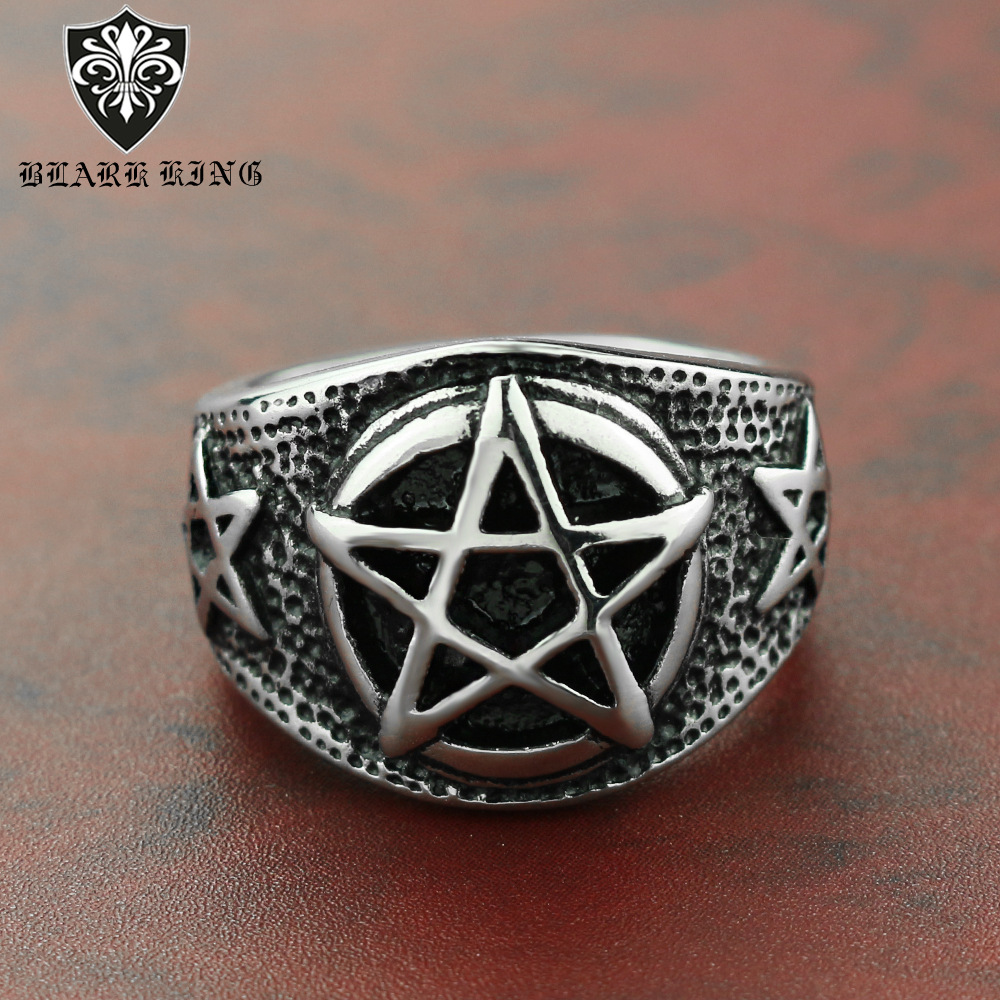 Cross-border accessories new retro titanium steel five-pointed star ring men's and women's personalized couple gift ring
