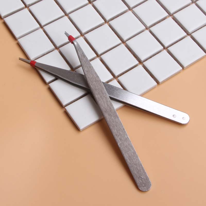 厂家批发DIY镊子 不锈钢五金镊子工具 砖石画镊子 直头弯头镊子