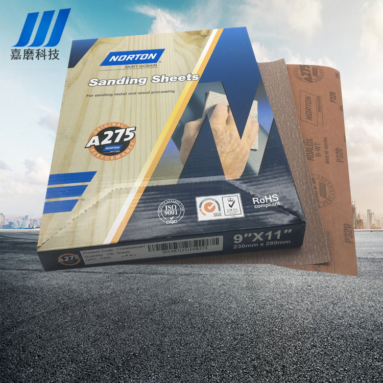 圣戈班诺顿A275方形砂纸NORTON汽车红木干磨抛光砂纸120~1000