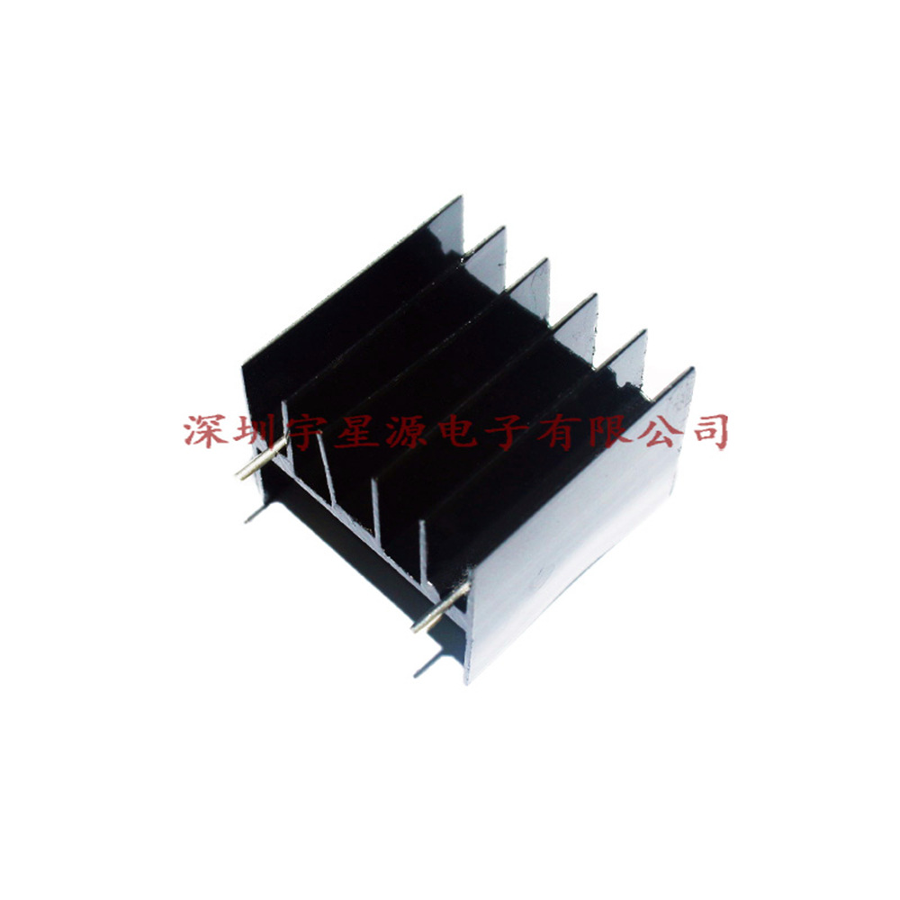 YB30 双针黑色 30*30*25mm铝散热片 三极管/可控硅 TO-220 脚距23