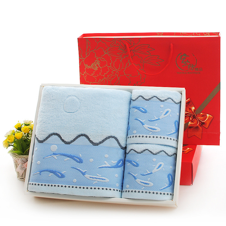 Cotton Towel Bath Towel Gift Box Three-Piece Set Wedding Celebration Birthday Return Gift Labor Protection Business Gift Cross-Border Exclusive Pure Cotton