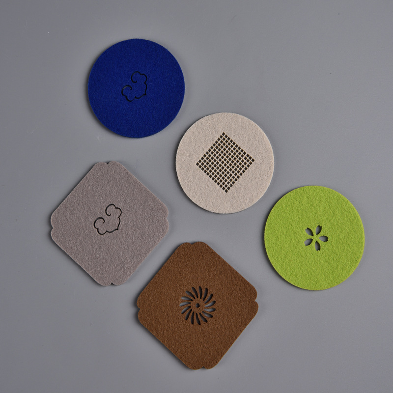 厂家供应logo镂空防滑隔热桌垫 餐垫 毛毡茶壶杯垫彩色礼品保温