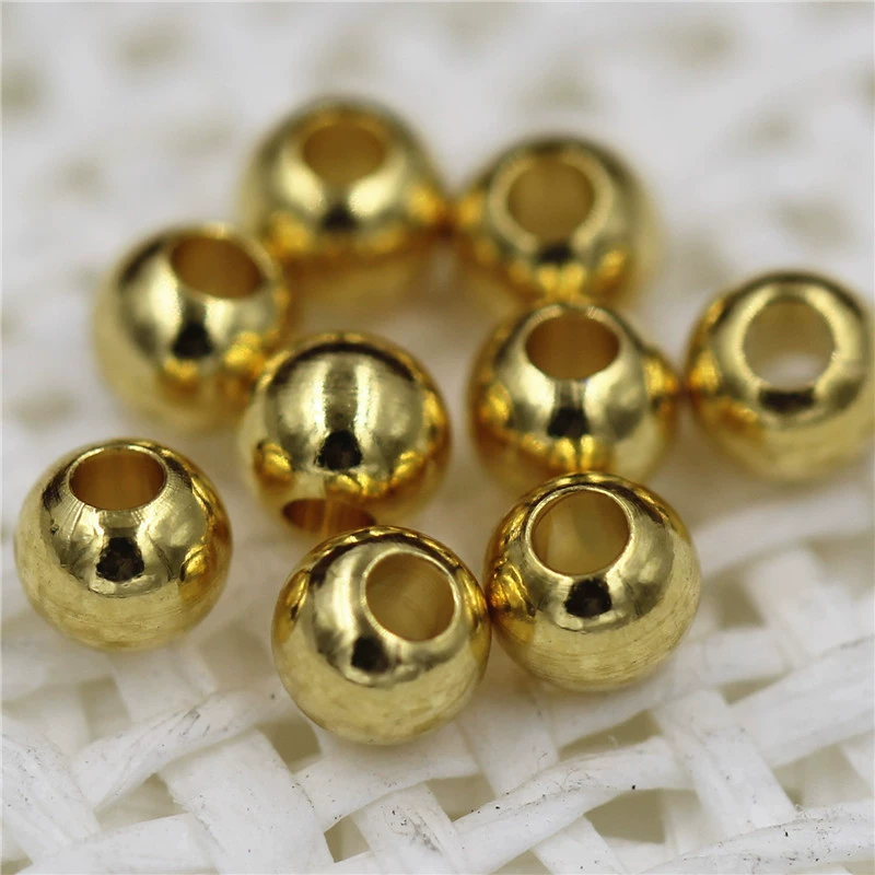 Ювелирные аксессуары «сделай сам», бусины, медные глянцевые бусины, бусины-разделители, медные бусины 2-3-4 мм, токарные бусины, латунные круглые бусины