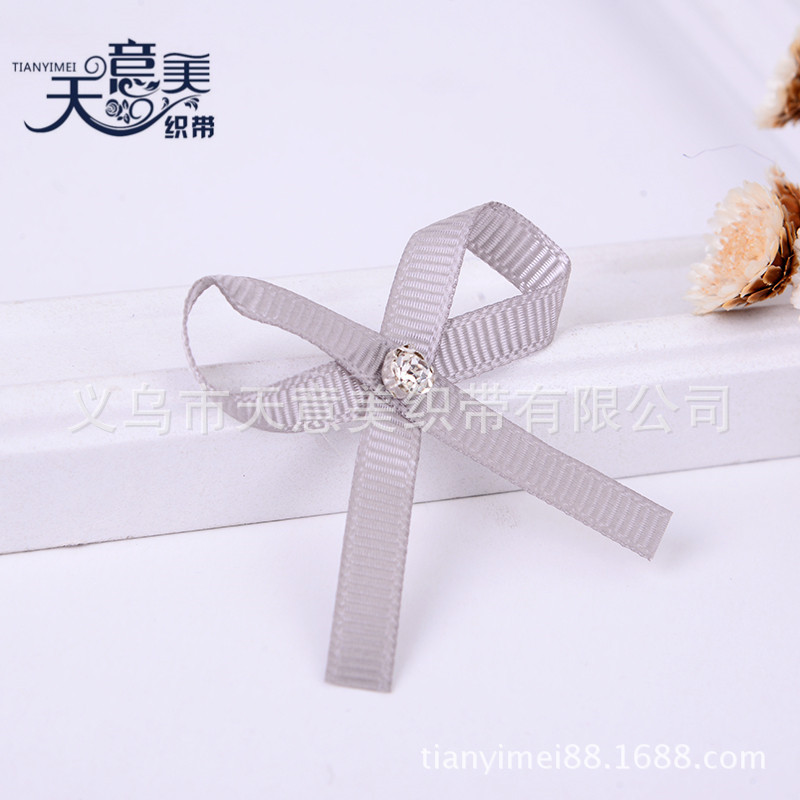 2 puntos vino rojo costilla con punto diamante arco hecho a mano arco textil hogar Decoración Accesorios cinta pequeña flor