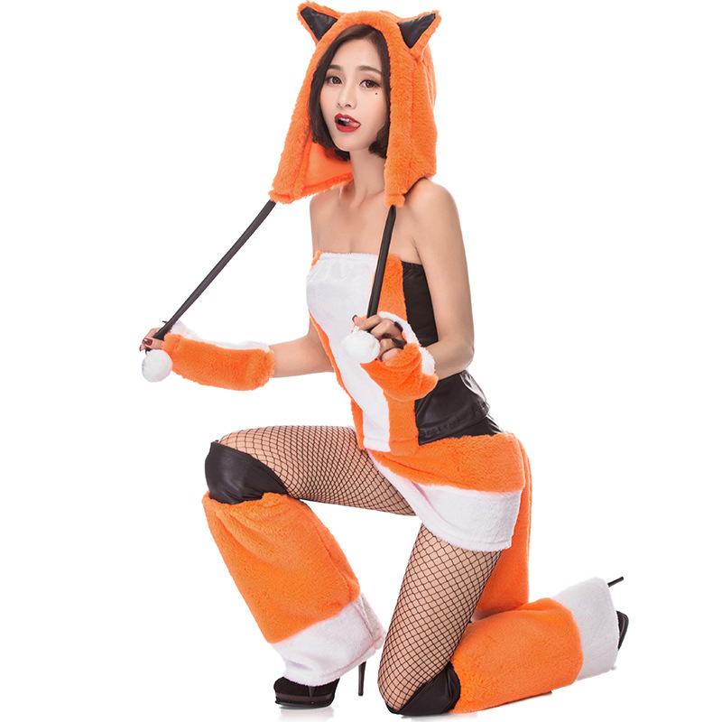 万圣节服装火狐狸 动物cosplay毛毛装出口游戏制服橙色狐狸舞台装