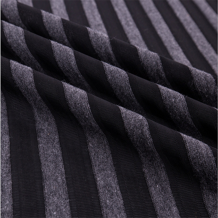 全棉氨纶双层汗布，直贡呢罗马楼梯抽条大斜纹针织提花空气层磨毛
