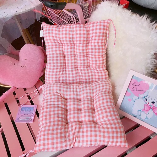 Japanese soft cute girl pink plaid cushion student dormitory office chair cushion winter thickened soft cushion