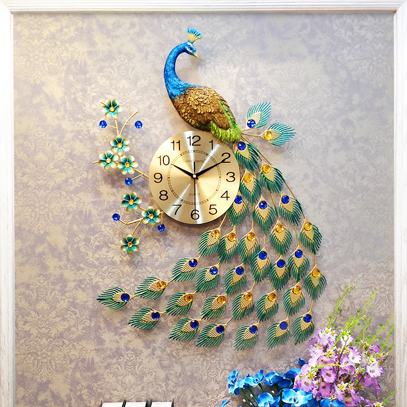 lianzhuang Love Makeup European Peacock Wall Clock Living Room Clock Creative Modern Decorative Clock Wall Watch Quartz lianzhuang Love Makeup European Peacock Wall Clock Living Room Clock Creative Modern Decorative Clock Wall Watch Quartz