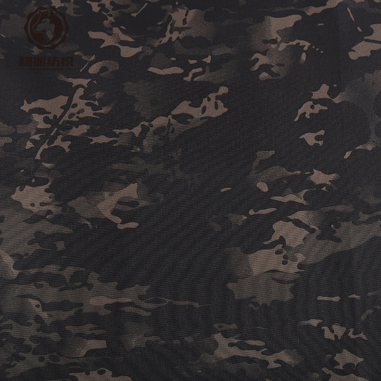 仿考杜拉涤纶毛感1000D黑蝎CP迷彩PU牛津布料防水印花现货批发