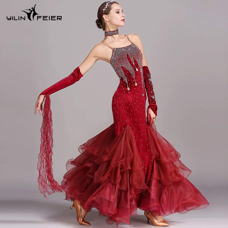 Современный танцевальный наряд Элин Фьюэр для танца Modern Dance Drill Performance Server Performance Dress S7016 Национальный стандарт танцевального сервера