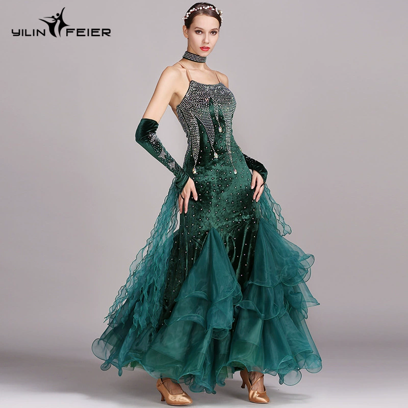 Современный танцевальный наряд Элин Фьюэр для танца Modern Dance Drill Performance Server Performance Dress S7016 Национальный стандарт танцевального сервера