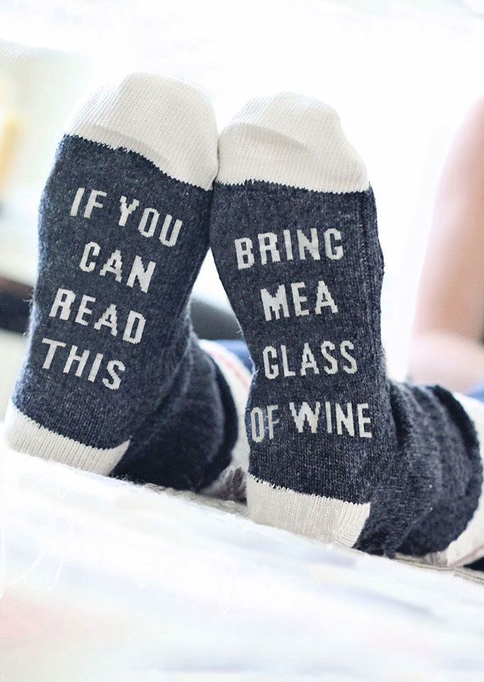 2025d IF YOU CAN RESD THISY Chaussettes unisexes en coton à semelle anglaise avec texte mi-mollet_voghion.com