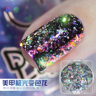 Cross-border nail art jewelry new light laser chameleon magic mirror powder magic color coarse sequins wholesale