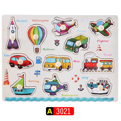 Iluminación Educación temprana para niños Dibujos animados Reconocimiento de animales Tablero de agarre de mano Entrenamiento de agarre de madera Forma Combinación Juguete de rompecabezas