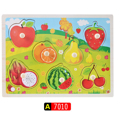 Iluminación Educación temprana para niños Dibujos animados Reconocimiento de animales Tablero de agarre de mano Entrenamiento de agarre de madera Forma Combinación Juguete de rompecabezas