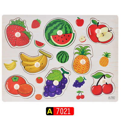 Iluminación Educación temprana para niños Dibujos animados Reconocimiento de animales Tablero de agarre de mano Entrenamiento de agarre de madera Forma Combinación Juguete de rompecabezas