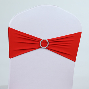 New Round Buckle Bow Wholesale Wedding Arrangement Chair Cover Bow Hotel Free Elastic Bow