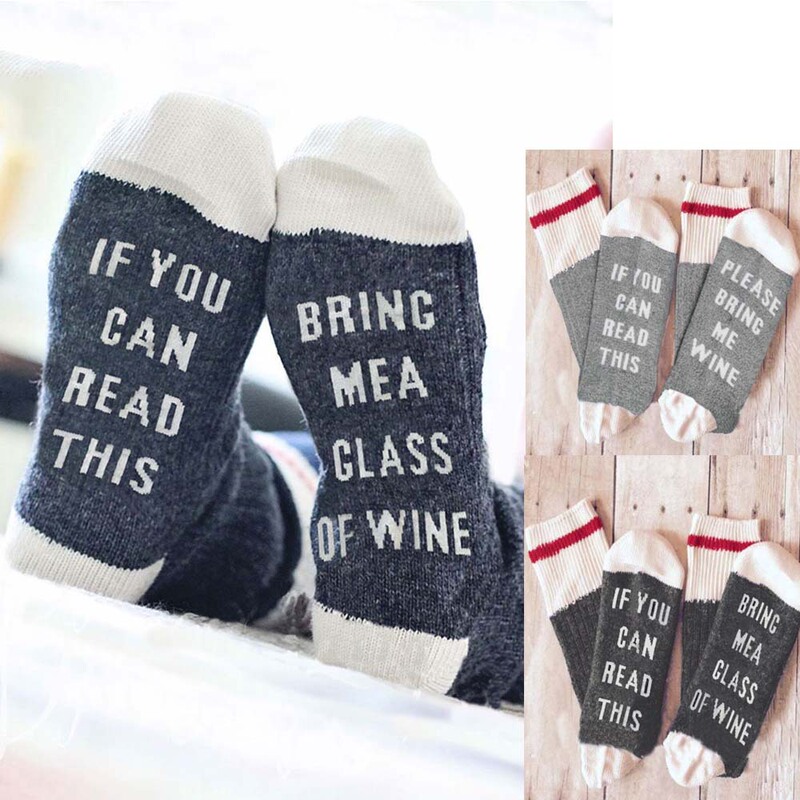 Foot English Letter Socks Men's Socks Women's Socks Cotton Socks Mid Tube Socks Funny Socks if You Can Read