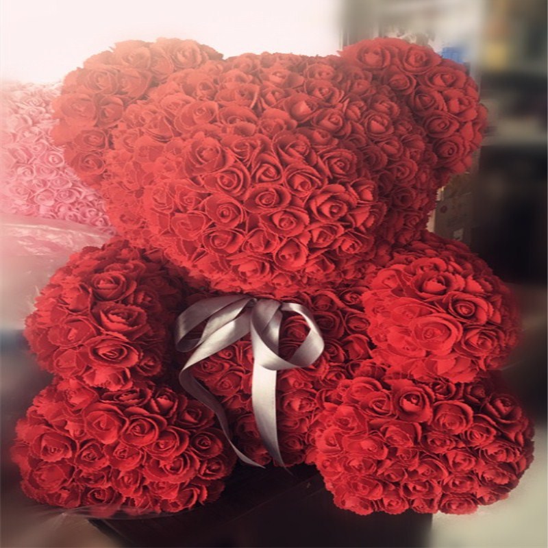 Oso de espuma directo de fábrica blanco DIY material de arreglo floral hecho a mano Día de San Valentín Rosa oso con juguete