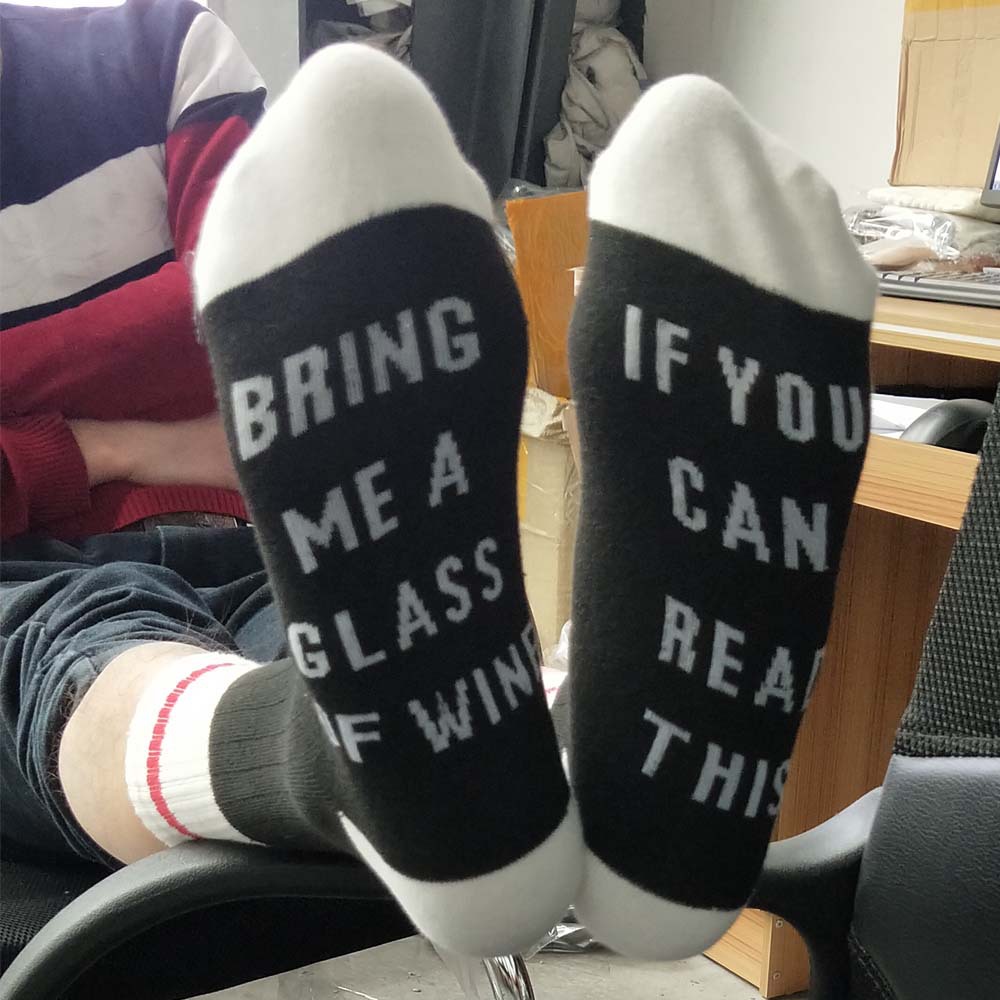 2025d IF YOU CAN RESD THISY Chaussettes unisexes en coton à semelle anglaise avec texte mi-mollet_voghion.com